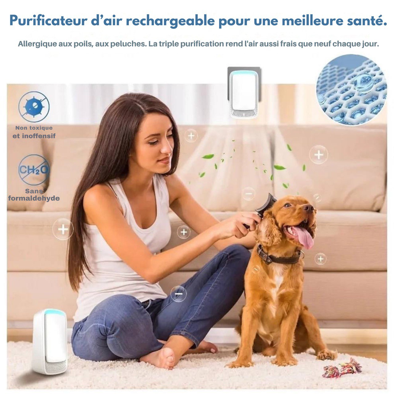 Éliminez les odeurs d'animaux, les squames et les poils dans l'air, gardez votre maison plus fraîche en seulement 30 minutes.